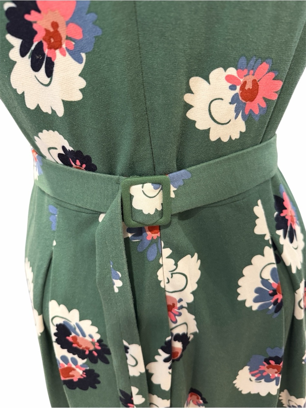 Boden Green Floral Belted Dress with Multicolor Blooms - Picture 3 of 8